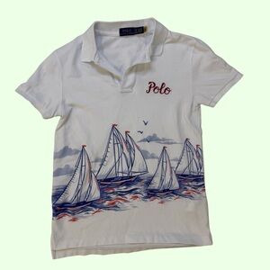 *Rare* Ralph Lauren Blue Label White Polo Shirt with Sailboat Design